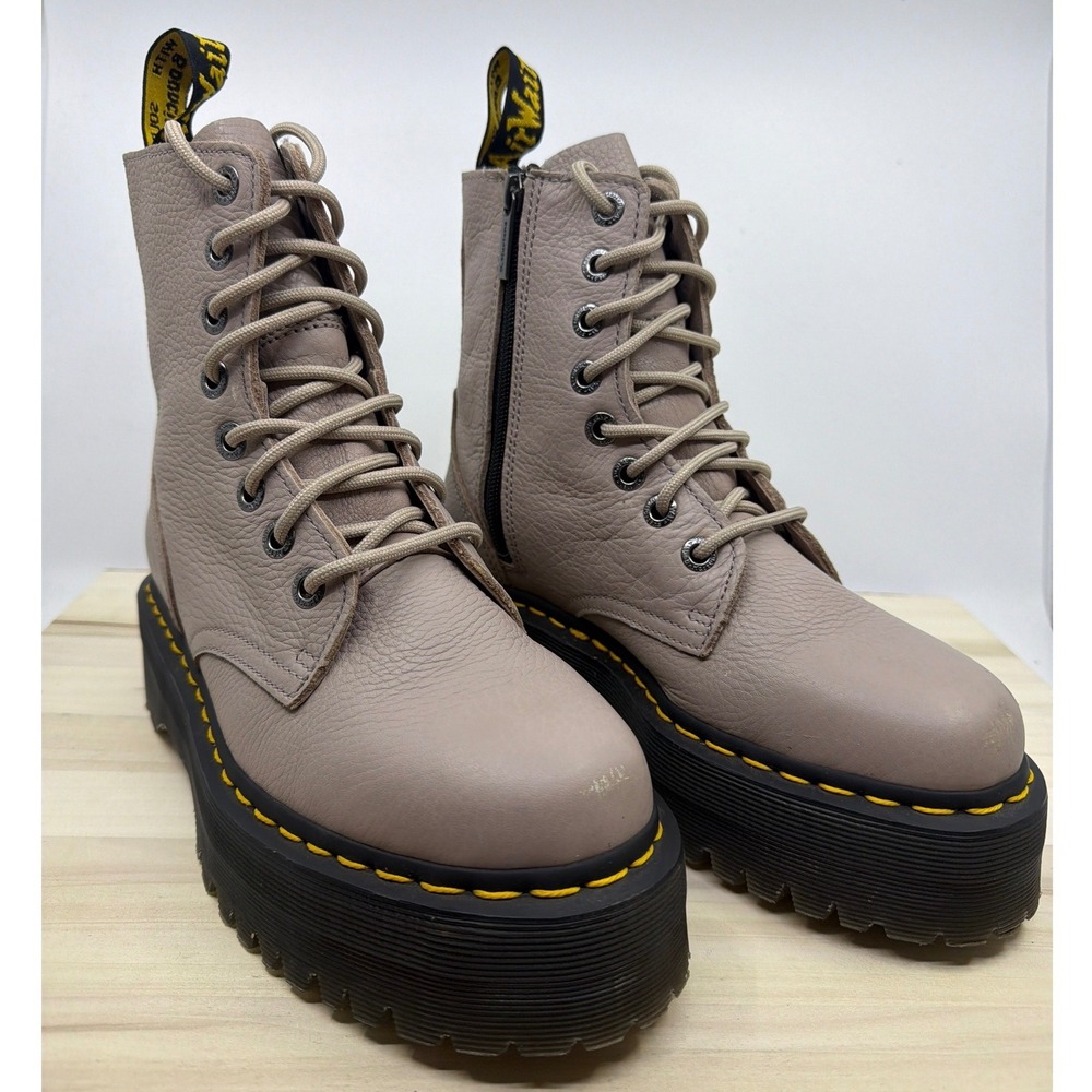 Dr. Martens Jadon III Boots US Womens 8 Taupe Pisa Leather Platform Zip Returns